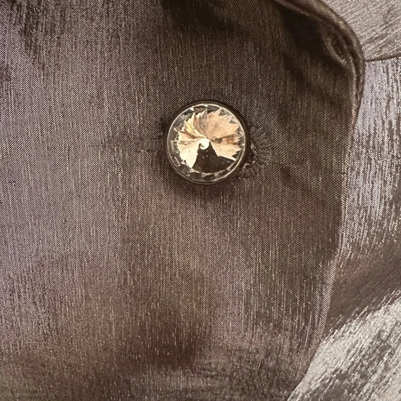 Nicolette Metallic Silver Evening Jacket Rhinestone Belt Formal Blazer 10 Medium - Picture 12 of 16